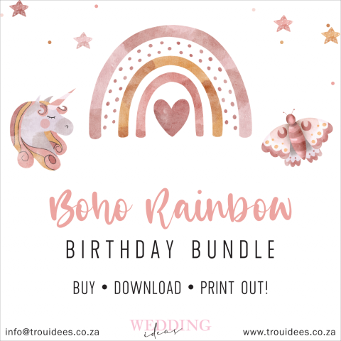 Boho Rainbow Children’s Party Stationery